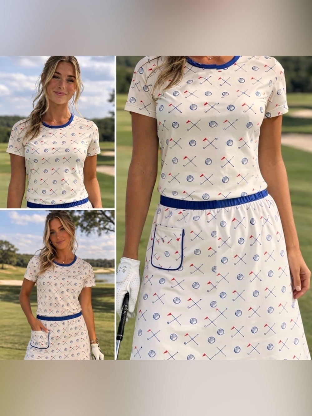 VTG Women’s Vested Gentress M Golf Skirt Top Print Hand Screen Outfit 10 60s 70s